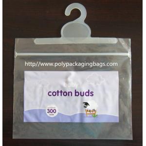 Colorful Printed Cotton Buds Packaging Plastic Bag With Hook Hanger