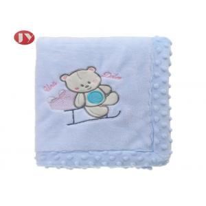 China Soft Coral Fleece Warm Baby Blanket With Fashion Animal Embroidery Designs supplier