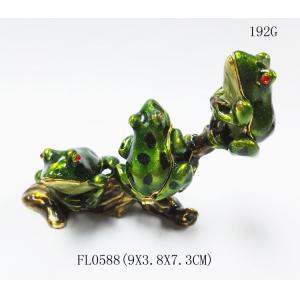 China Metal frog trinket box Small Metal Trinket Box-Green Frog Metal Trinket Box supplier