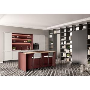 Modern Stylish Melamine Kitchen Cabinets Red And White Customized