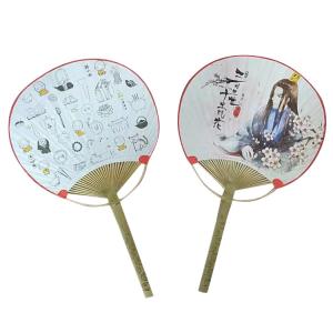 China Fã de bambu natural feito-à-medida feito a mão do papel do fã da pá para eventos supplier