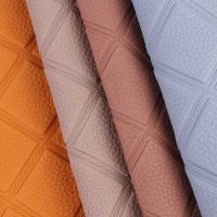 Elastic Litchi Woven Checkered Pattern PVC Faux Artificial Leather Fabric