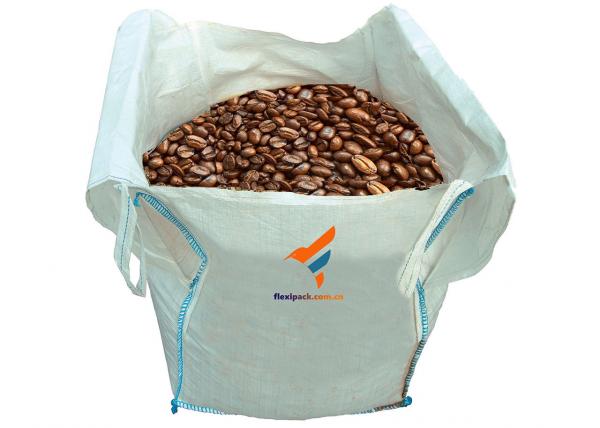Polypropylene Woven White Color Duffle Top / Spout Bottom Bulk Bags for Coffee
