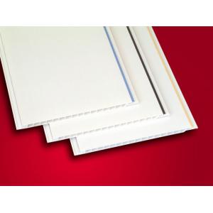 White polished PVC ceiling panels with decorative line , room pvc ceiling boards decoration