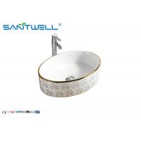 China Golden Plating Bathroom Ceramic Basin / Counter Top Art Basin Sink CE Approval on sale