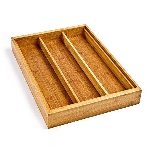 Kitchen Adjustable Bamboo Storage Organizer Expandable Drawer Organizer Trays