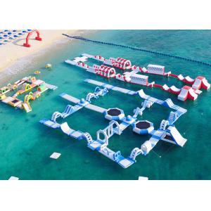 Amazing Outdoor Inflatable Water Parks White / Red / Blue Color