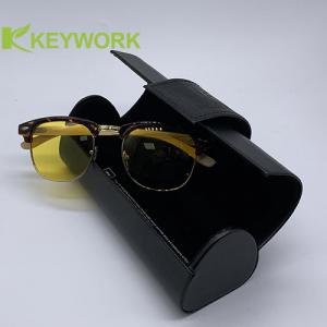 China Portable Black Thick PU Leather Metal Eyeglass Case Stylish Valuable Gifts Distinguished Bag supplier