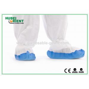 white and blue Waterproof Custom Size PP Coated CPE Disposable Shoe Cover hospital use PP+CPE shoe cover
