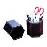 Pen Stand PU Leather 9cm Office Stationery Holder