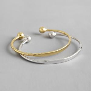 China Lanciashow 925 Sterling Silver Cuff Bangle Bracelet Gold Plated Jewelry For Women supplier