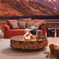 Multifunctional Zero Fire Pit Corten Steel Firewood Storage Wood Holder Table
