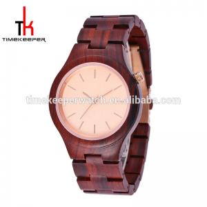 Aliexpress hot selling quartz movement watch Made out of red sandal watch timekeeper wood watch for men