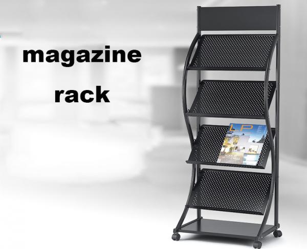 Brochure Magazine Display Shelf , Portable Brochure Display Stands With Logo