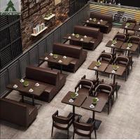 China Vintage Restaurant Leather Booth Sofa Chair Table Set For Coffee Shop Cafe Bar Hotel on sale