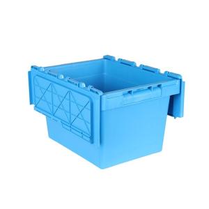 China Envases de plástico plegables apilables instables Cajas de plástico de almacenamiento de carga pesada Caja con tapa con bisagra wholesale