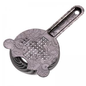 China Stainless Steel Hawthorne Strainer for Cocktails Bar Strainer Cocktail High Density Spring Black Finish supplier