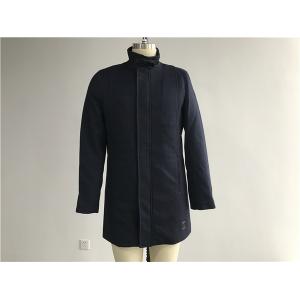 China Navy Mens Medium Trench Coat , Cavalry Twill Wadded Coat With Funnel Collar TW77340 supplier