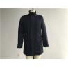 Navy Mens Medium Trench Coat , Cavalry Twill Wadded Coat With Funnel Collar