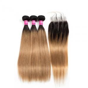 China Natural Cambodian Hair Weft Silky Straight 1B / 30# Color With Bundles supplier