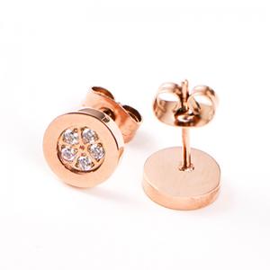 China High Quality Rose Gold Plated Round Shape CZ Stud Earring Body Piercing Jewelry Earrings supplier