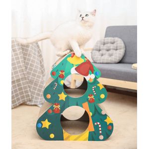 Christmas Tree Cat Scratch Board, Double-Layer Cat Litter, Triangular, Vertical Corrugated Paper, Claw Grinder, Toy