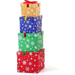 Christmas Nesting Gift Boxes Hard Xmas Stackable Boxes Candy Christmas Decorative Boxes With Lids Xmas Nested Boxes