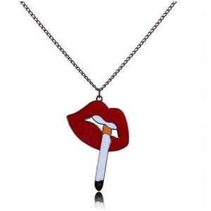 China Diao smoke sexy lips diamond chain necklace bronze lipstick supplier