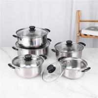 China Glass lid 5pcs pot set stainless steel 410 cookware set on sale