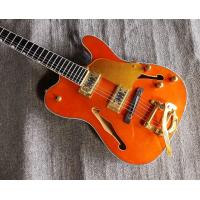 Custom orange TL hollow body f hole ebony fingerboard gold bridge electric guitar musical instrument shop