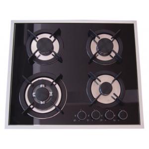 China Built In Installation Home Gas Stove 8mm Tempered Glass Panel Stainless Steel Surface supplier
