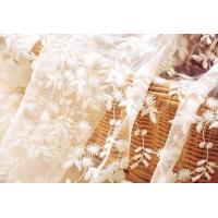 China White Flower Embroidered Nylon Mesh Lace Fabric , Wedding Bridal Dress Lace Fabric on sale