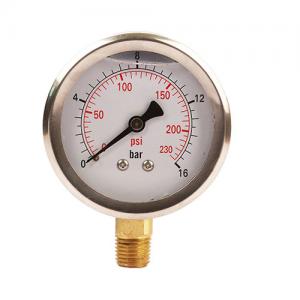 Liquid 16 Bar 2in Glycerine Filled Pressure Gauge 1/4"NPT Thread