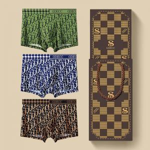 China 2xl 3xl 4xl Polyamide Mens Boxer Shorts 3 Pack Gift Box Antibacterial Letter Print Ice Silk supplier