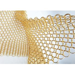 China 1.5MM Dia 15mm OD Gold Colored Steel Ring Mesh Dexhibition Halls Divider wholesale