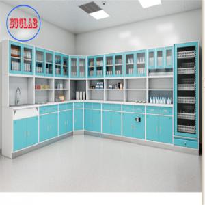 China Hospital Clinic Furniture Wall Mounted Disposal Cabinet Stainless Steel Handle 110 Degree Hinge White supplier