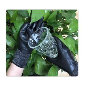 Black Polyester Liner Rubber Water Resistant Gloves
