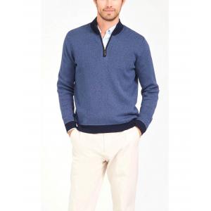 China Herringbone Mens Pullover Sweater , Knitted Navy Blue Pullover Sweater supplier