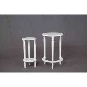 China White Nesting Soild Wooden Sofa End Tables MDF For Saving Space Balcony supplier