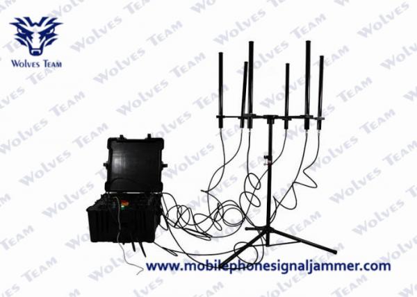 Drone Jammer 6 Channels 90W GPS WIFI Backpack Signal Jammer Up To 200 Meters