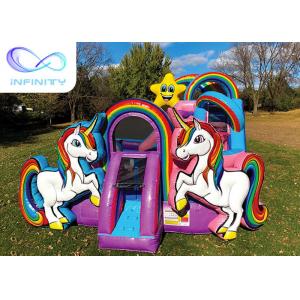 Flame Proof Unicon Combo Toddler Inflatable Jumping Castle With Slide