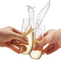 China Clear Plastic Champagne Glasses Unbreakable Food Grade Durable Stemless Champagne Flutes on sale