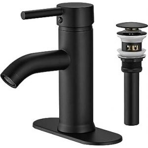 Black RV Widespread Lavatory Faucet Vessel Sink Mixer Tap With Deck Plate