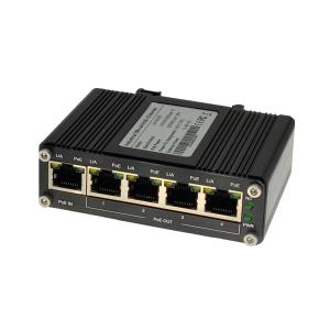 Gigabit PoE Extender Din Rail Industrial 1 Port 802.3at PoE to 4 Port 802.3af/at