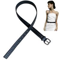 China 7 pin buckle Knitted Leather Belt , Ladies Skinny Belt 1.25In Width on sale