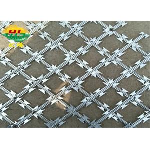 China Pvc Coated Diamond Mesh Blade 2.8mm Razor Wire Fence Security Barbed Wire supplier