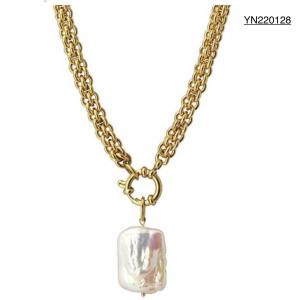 Saya Stainless Steel Shell Pendant Jewelry Shaped Pearl Pendant Necklace