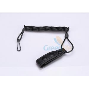 China Flexible Black Tactical Pistol Lanyard Adjustable With Leather Belt Loop supplier