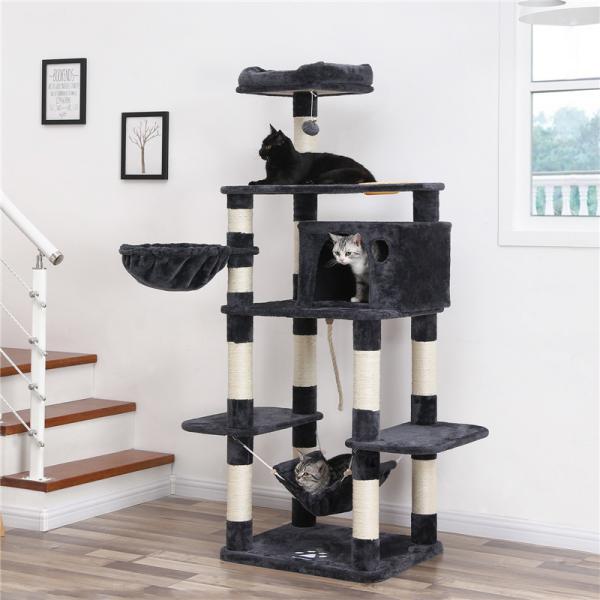 Sturdy Modular Cat Scratch Tower Jumbo 69" Black Color Free Stand Stable