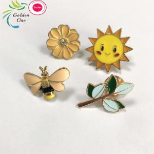 Butterfly sun sunshine leaf flower tag gym plant metal glitter enamel movable baby medical brooch lapel pin
